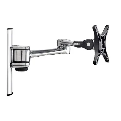 Atdec AF-AT-W-P swing monitor arm on a wall channel in polished silver