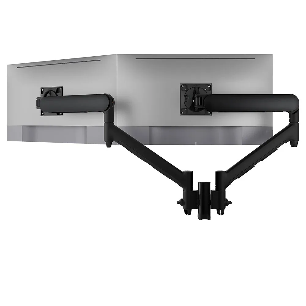 Atdec dual dynamic monitor arms on a short post in black