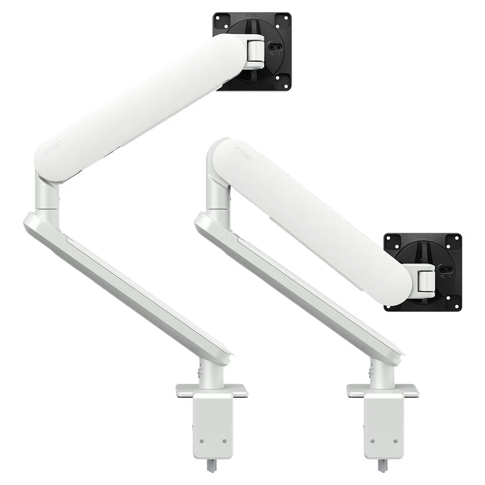 Atdec Ora Duo monitor arms in white for two screens